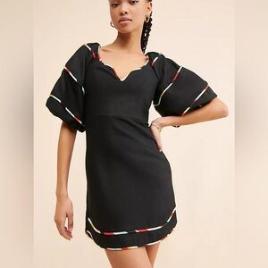 FARMRIO Black Puff Sleeve Dress